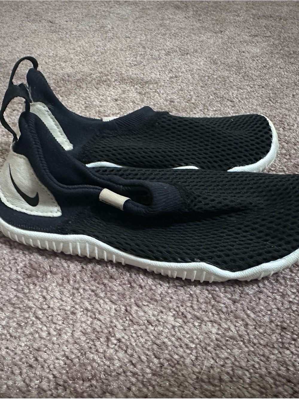 Nike Kids Black Slip-On Mesh Water Sock with White Sole